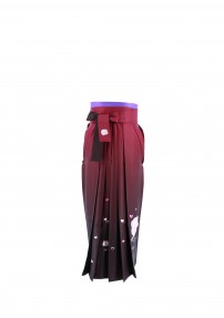 卒業式袴単品レンタル[刺繍]赤紫×焦げ茶ぼかしにバラとハート[身長153-157cm]No.601