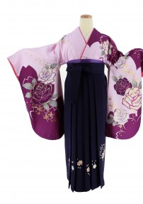 卒業式袴レンタルNo.629[ガーリー]ピンク・紫バラ蝶