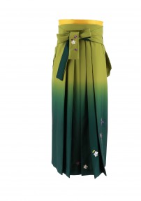 卒業式袴単品レンタル[刺繍]抹茶×緑ぼかしに矢と梅の刺繍[身長143-147cm]No.775