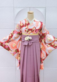 卒業式袴レンタルNo.703[CouCouMemoire]紫・ピンク椿