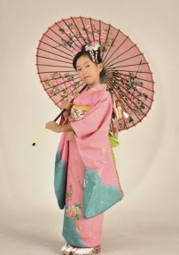 七五三 7歳 女の子用  四つ身 No.106 Y | ピンク色 蝶に牡丹
