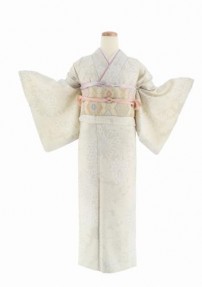 小紋[JAPAN STYLE]アイボリーの菊と梅[165cmまで]No.616