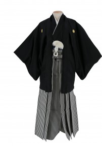 紋付袴No.117|黒色　花菱模様対応身長 / 180cm前後