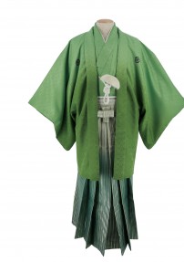 紋付袴No.142|緑色から抹茶色へぼかし　市松模様
対応身長 / 175cm前後