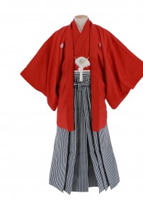 紋付袴No.751|朱赤色　菱形模様
対応身長 / 180cm前後