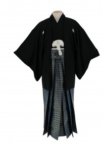 紋付袴No.94|黒色　市松模様対応身長 / 175cm前後