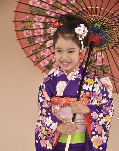 激安スーパー 七五三に 正絹 絞りに花籠の7歳着物 四つ身 和服/着物