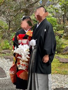 カネマタネットレンタル・結婚式の衣裳の大振袖着用の花嫁様からの実際の着用お写真