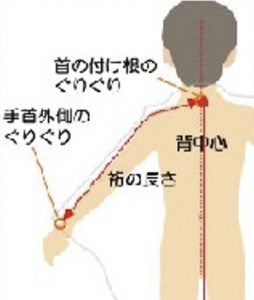 肩を縫い上げても十分な袖の長さがあるか確認5