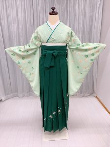 黄緑の卒業式着物