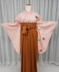 卒業式袴レンタルNo.438[絞り風]白×オレンジ総絞り風・桜刺繍
