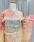 参列振袖[おぼろ染め絞り]サーモンピンク橙ぼかし・小花、金駒刺繍[身長177cmまで]No.903