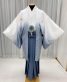 紋付袴レンタル・成人式・結婚式・卒業式|白に青灰ぼかし宝尽くしの市松[身長180cm]No.136