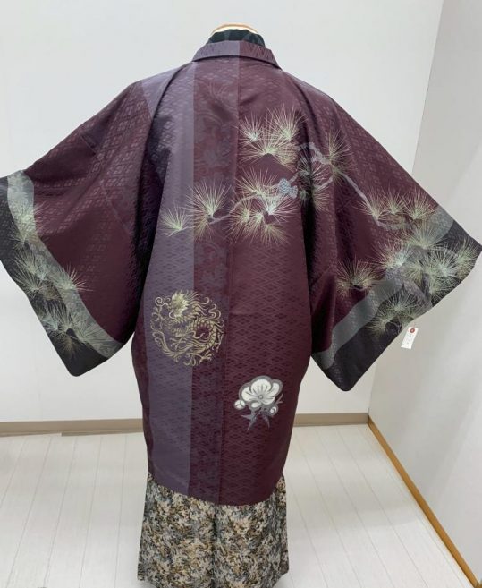 紋付袴レンタル・成人式・結婚式・卒業式|暗い赤紫　松と龍[身長170-175cm対応]No.320