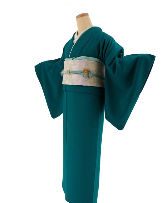 色無地|青緑・ピーコックグリーン[身長164cmまで]No.325｜着物レンタル  