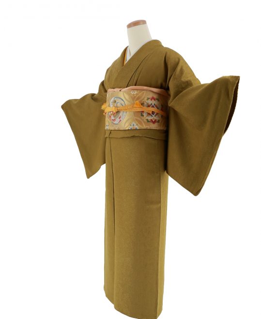 未着用 色無地 リーフ地紋 ネイビー パーティー お茶会 着物 014a d  