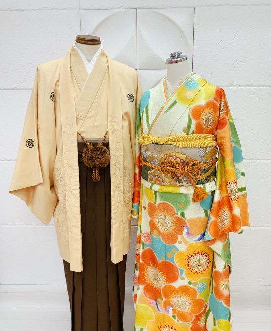 男性用袴単品レンタル(成人式・結婚式・卒業式)茶色・無地[身長180cm対応]No.75