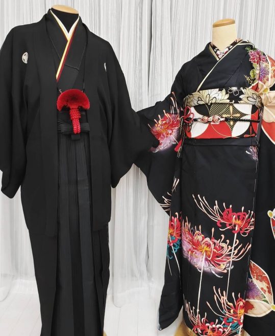 男性用袴単品レンタル(成人式・結婚式・卒業式)【7Lサイズ】黒・龍刺繍[身長190cm]No.242