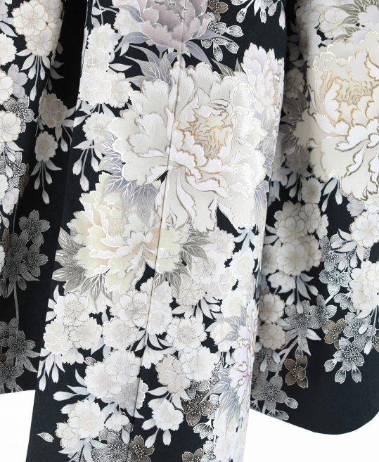 振袖6点フルセット 白系 牡丹 桜 古典柄 刺繍 紫野美術工芸 正絹 成人