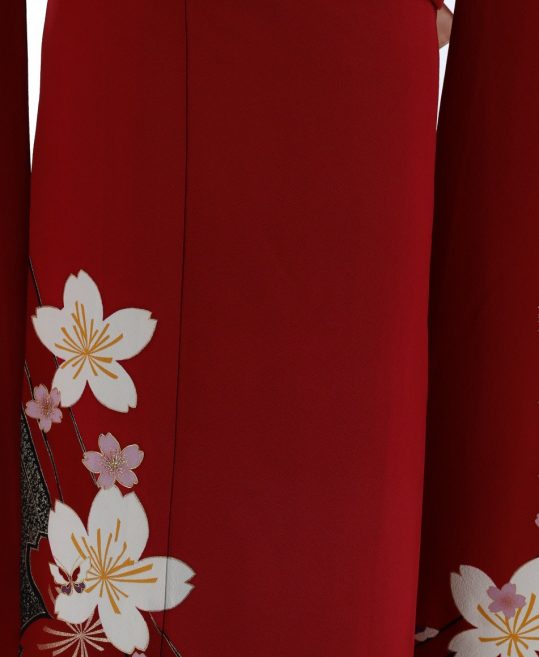参列振袖 [レトロガーリー][シンプル古典]赤に桜[身長169cmまで]No.532