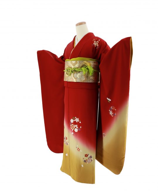 成人式振袖[シンプル古典]赤に桜の刺繍[身長170cmまで]No.555｜着物 ...