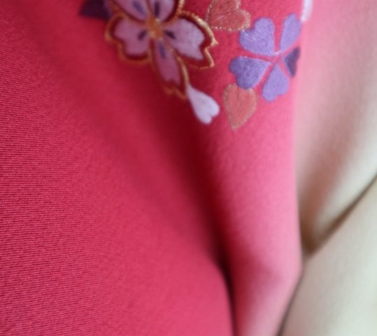 参列振袖[シンプル古典]赤に桜の刺繍[身長170cmまで]No.555