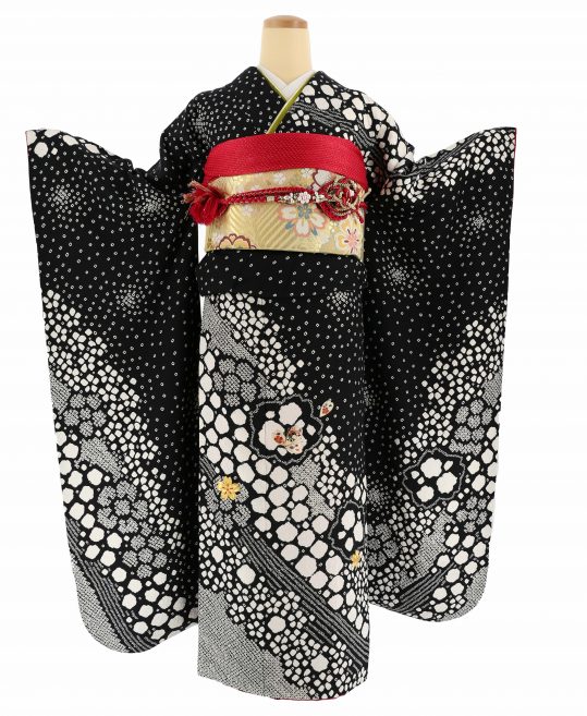 振袖金駒刺繍枝垂れ桜菊花晴れの日成人式卒業式着物072w d - 振袖 