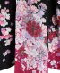 成人式振袖[ラブリー]黒に赤紫の八重桜と蘭[身長170cmまで]No.686