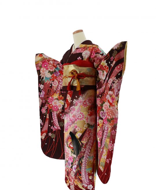 着物 成人式 十三詣り ピンク系振袖 長襦袢 ショール 