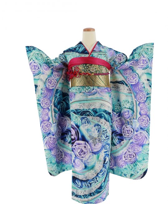 販売 大幅値引き!! 振袖 紫 蝶
