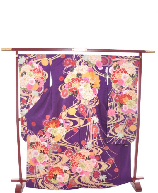 成人式振袖[KANSAI][レトロモダン]紫に桜と牡丹[身長174cmまで]No.771