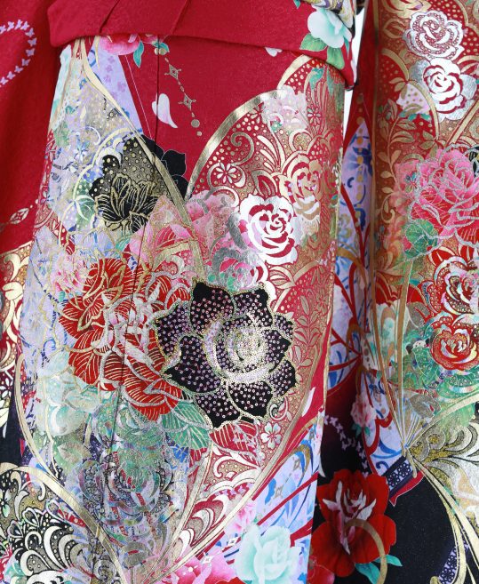 上質訪問着 薔薇 蝶 ♪柄 こんがらがっ