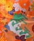 結婚式の色打掛・花嫁用着物|オレンジ地に花と扇柄・西陣織  No.121