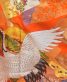 結婚式の色打掛・花嫁用着物|濃いオレンジ地に花と鶴の刺繍 No.153