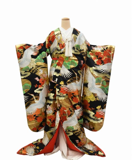 わのふじ帯(六通) 花と鶴 刺繍 - 着物・浴衣