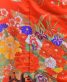 結婚式の色打掛・花嫁用着物|赤地に鶴のシルエットと花車 No.26　