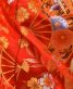 結婚式の色打掛・花嫁用着物|赤地に扇と桜・十二単風 No.274