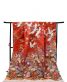 結婚式の色打掛・花嫁用着物|赤×紫のグラデ地に花々と鶴刺繍　 No.276