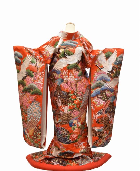色打掛 婚礼 結婚式 孔雀 雉 花車 御所車 刺繍 花魁 花嫁衣裳 【公式通販】
