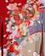 お宮参りの女の子用初着・産着  | 赤×グレー地に鼓と桜No.86