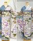 成人式振袖[片身替わり]藤色×ブルーグレーに大きな花柄[身長168cmまで]No.1091