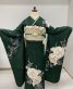 参列振袖[シンプル]深緑に大きな白の八重梅[身長177cmまで]No.1086