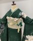 参列振袖[シンプル]深緑に大きな白の八重梅[身長177cmまで]No.1086