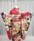 成人式振袖[2Lサイズ・ひいな]赤にベージュ黒の市松・雪輪と丸菊[身長171cmまで]No.1011