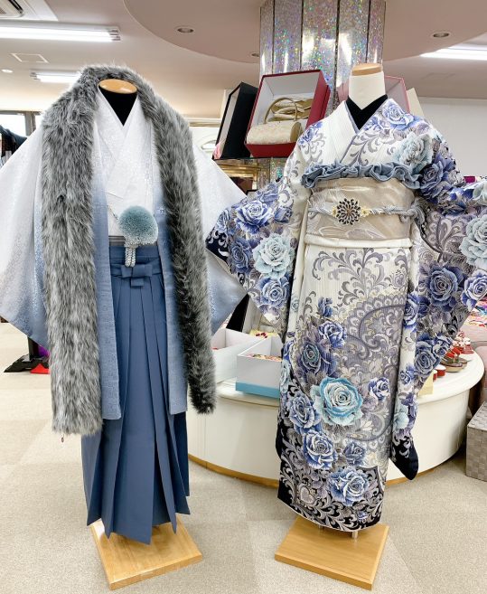 男性用袴単品レンタル(成人式・結婚式・卒業式)ブルーグレー・無地[身長180cm対応]No.103