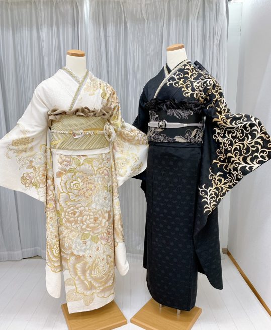 参列振袖[和田光正]黒の無地に金彩の唐草文様[身長169cmまで]No.1046