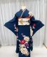 成人式振袖[Tokyoレトロ]濃紺に椿と七宝柄[身長167cmまで]No.1035