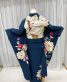 成人式振袖[Tokyoレトロ]濃紺に椿と七宝柄[身長167cmまで]No.1035
