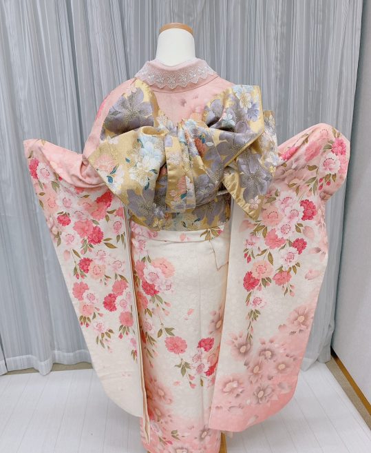 成人式振袖[ロマンチック]白×ピンク・八重桜[身長168cmまで]No.647