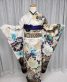 成人式振袖[ゴージャス]白に裾黒の雲取り、水色と青の牡丹と水芭蕉[身長163cmまで]No.996